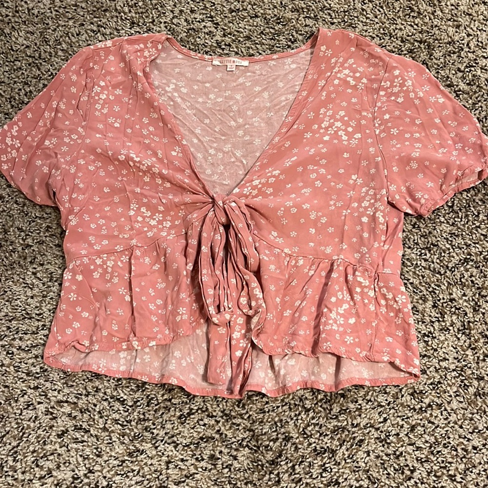 Lottie moss tie-front pink floral top